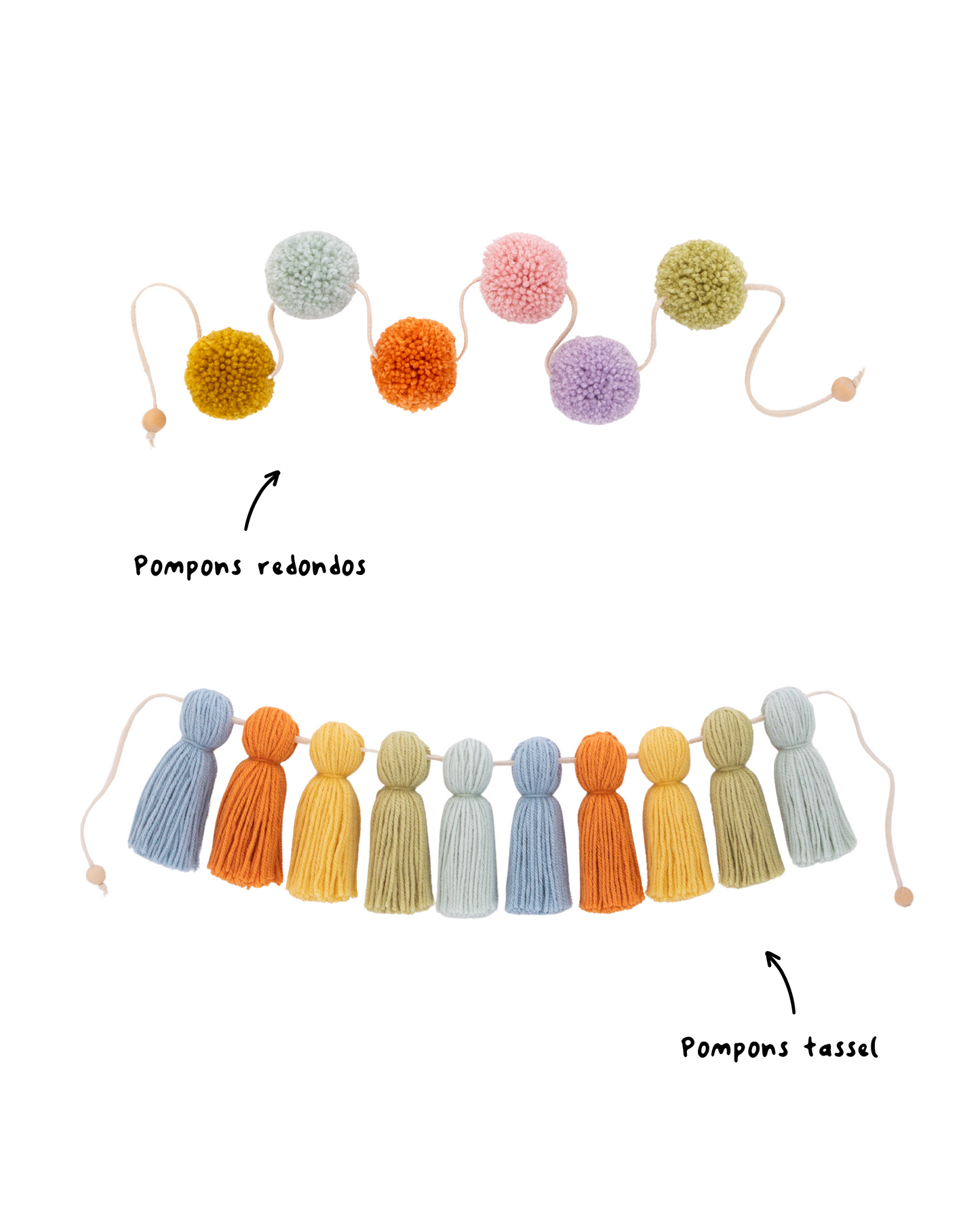 Personalizar grinalda de pompons lã