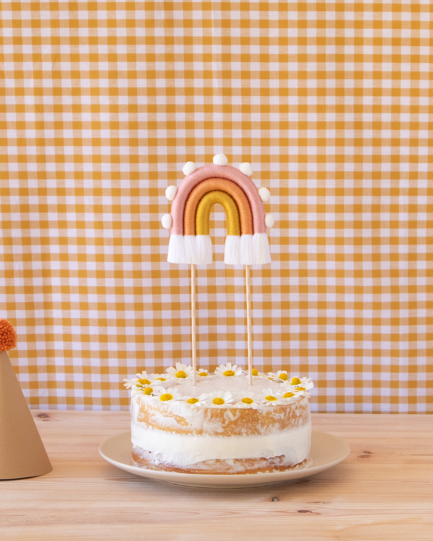 Arco-íris topper bolo tamanho S com pompons