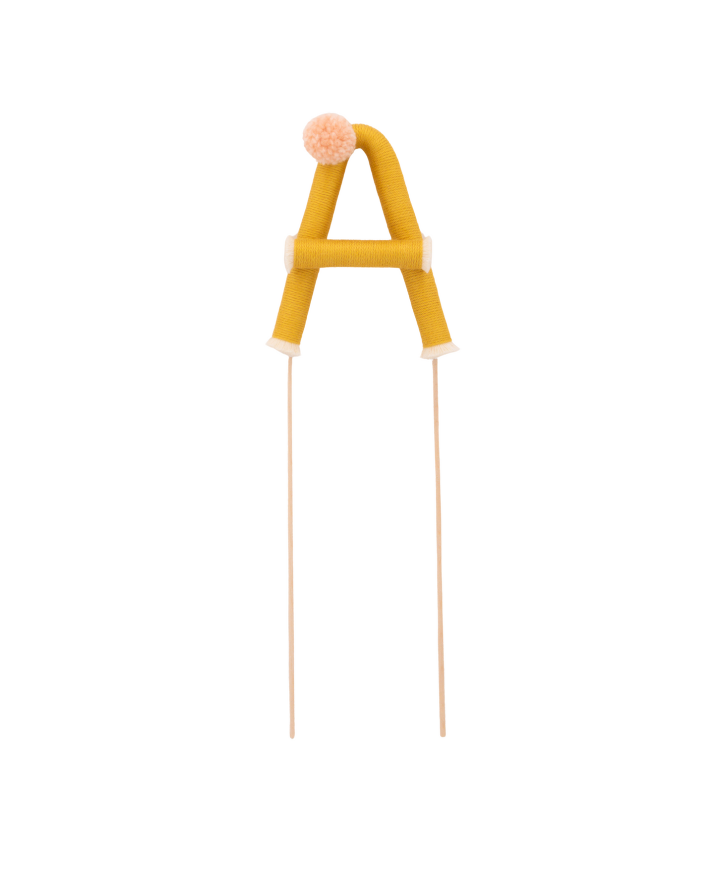 Topper letra A com pompom rosa