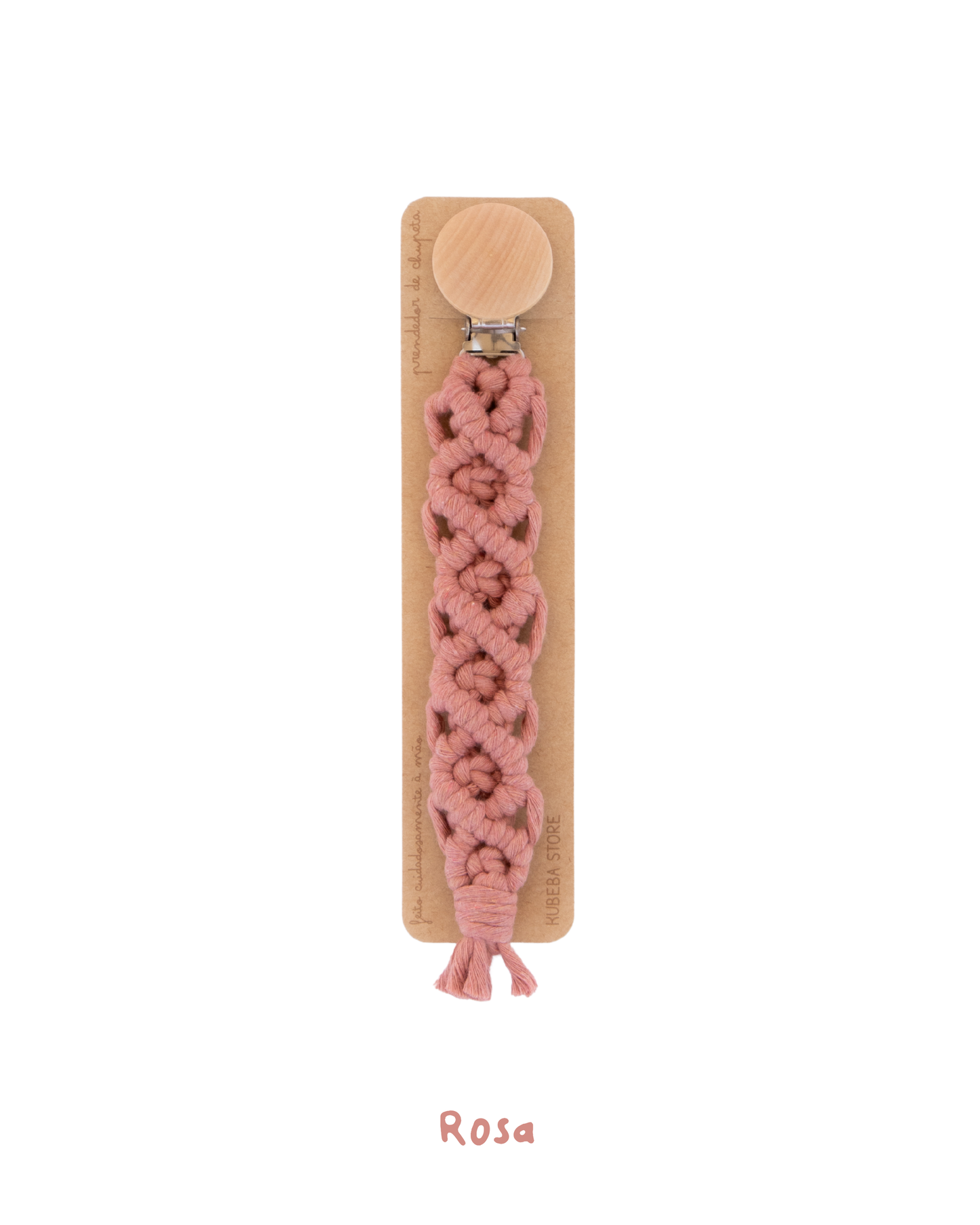 Prendedor de chupeta em macramé