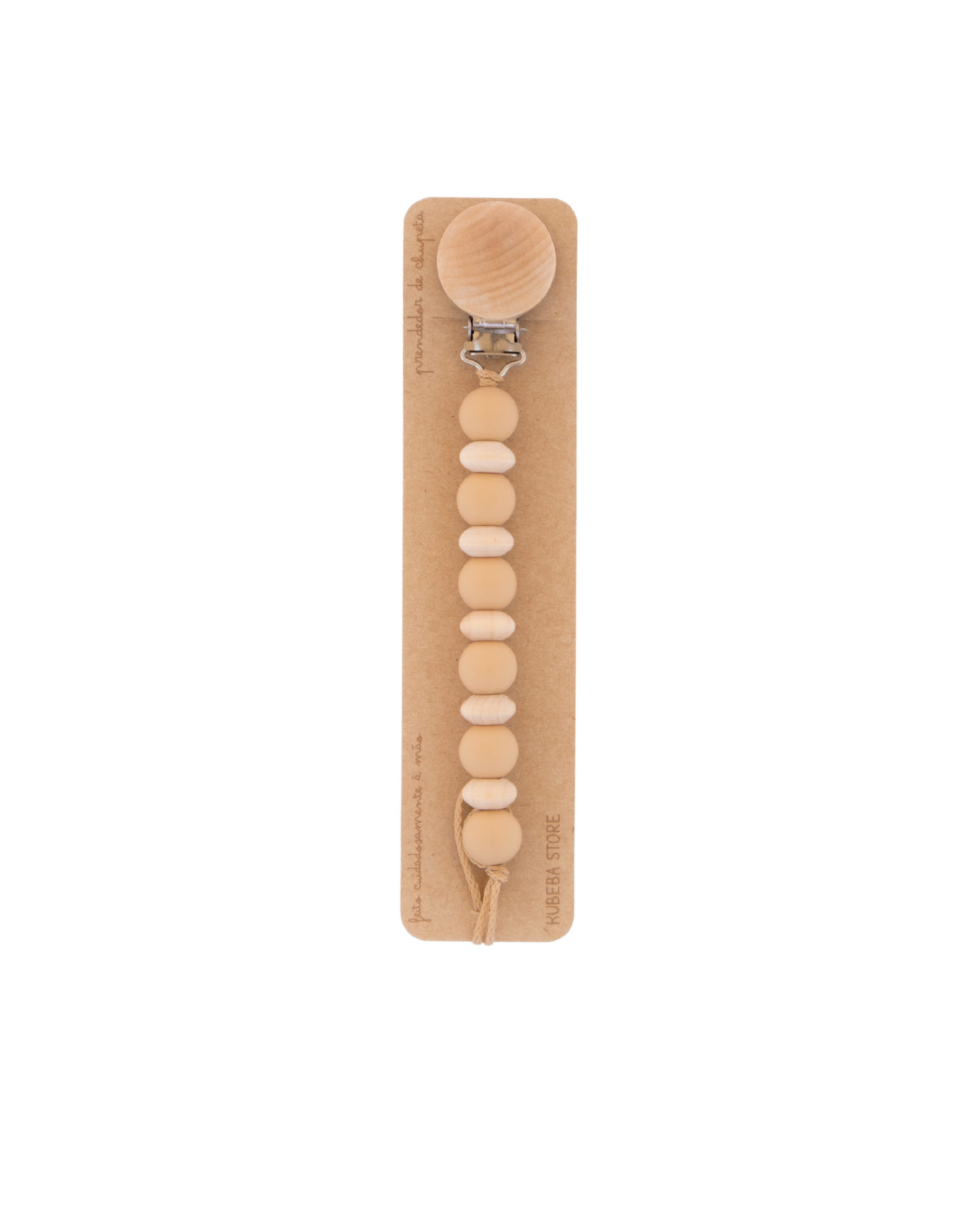 Prendedor de chupeta em silicone com ábacos madeira