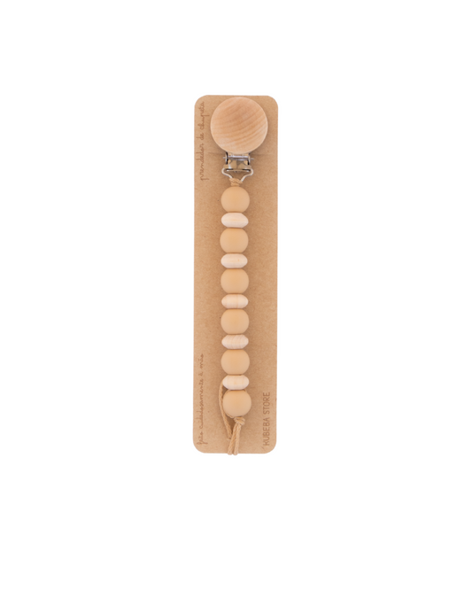 Prendedor silicone amêndoa com ábacos madeira