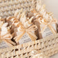 embrulhos de lembranças com ráfia natural e flores secas para oferta batizado, baby shower, primeira comunhão e aniversário